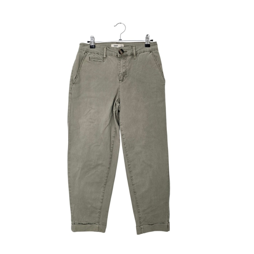 OAT New York Chino Pants Women 26‎ Green Excellent Straight Leg Cuffed P0066-GF